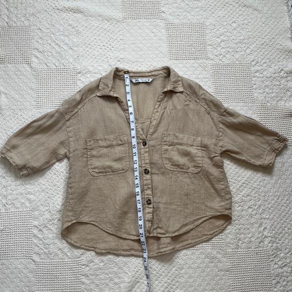 Zara Light Brown Linen Shirt - Picture 5 of 5